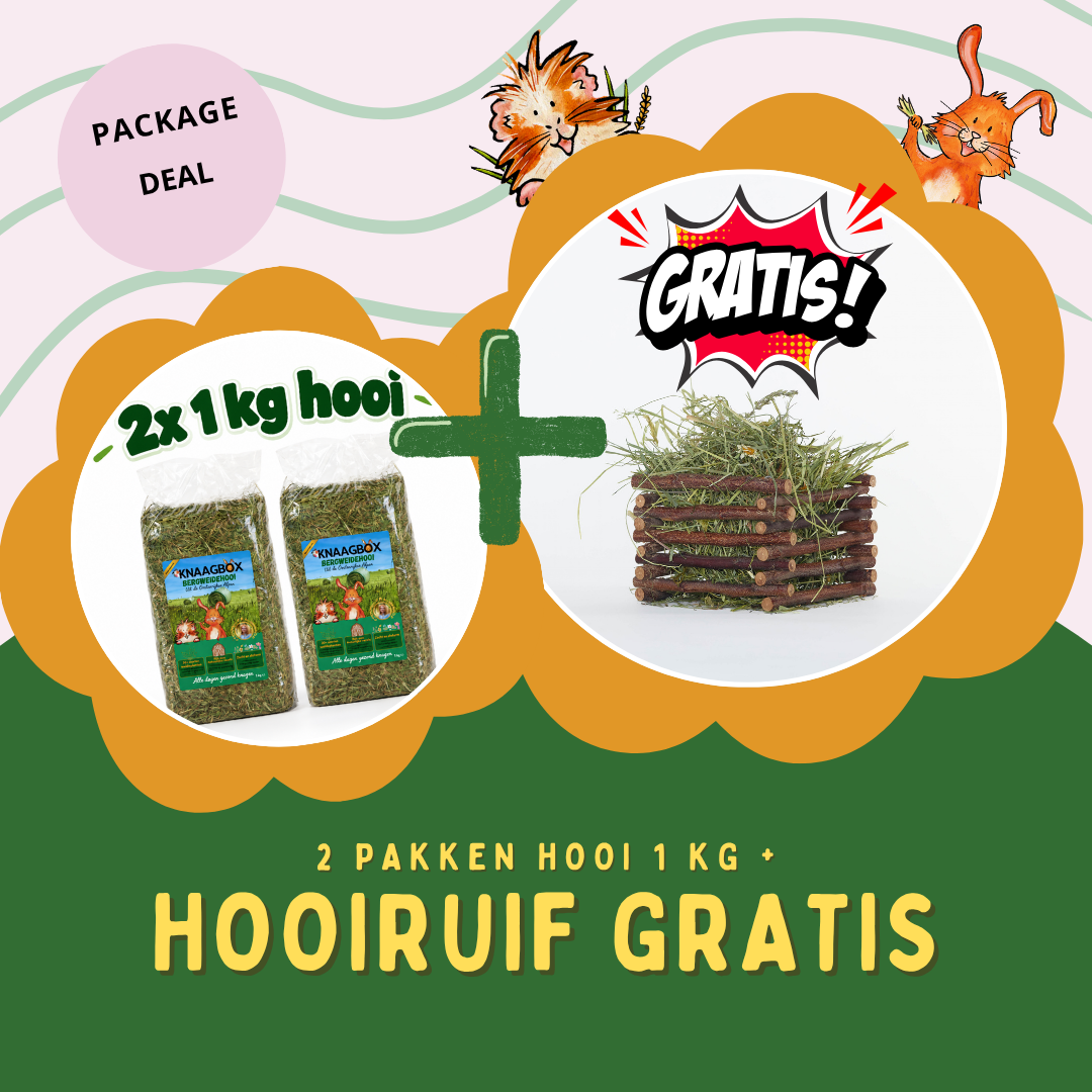 Dierendag Package Deal klein: 2 kg Bergweidehooi + GRATIS hooiruif