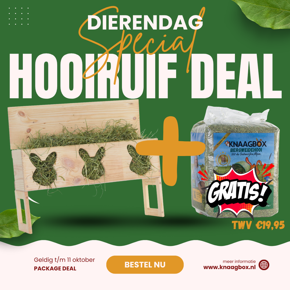 Dierendag Package Deal groot: Premium hooiruif + GRATIS 4 kg Oostenrijks Bergweidehooi